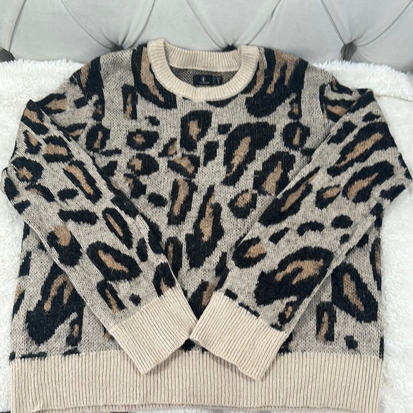 Volcom Black and Tan Crew Neck Sweater with Bold Animal Print - Picture 3 of 5